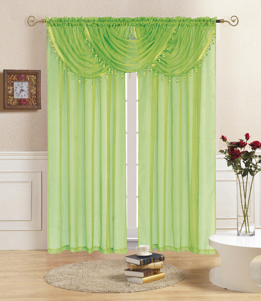 Lisa - Rod Pocket Valance with Tassels - Lime