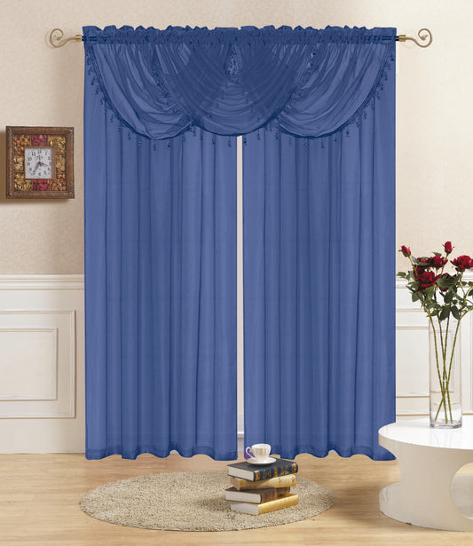 Lisa - Rod Pocket Valance with Tassels - Purple
