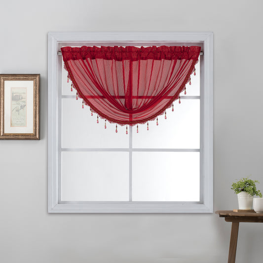 Raleigh 3D Jacquard Valance - Ruby