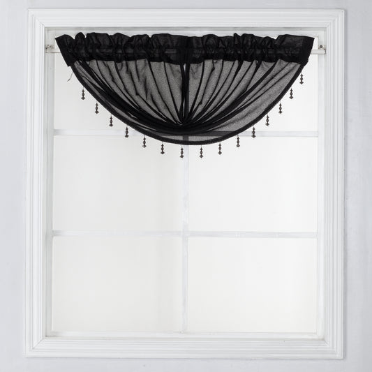 Elle - Lurex Rod Pocket Festoon Valance - Black