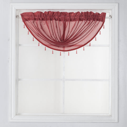 Elle -  Lurex Rod Pocket Festoon Valance - Ruby