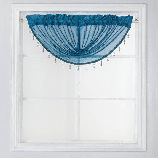 Elle - Lurex Rod Pocket Festoon Valance - Turquoise