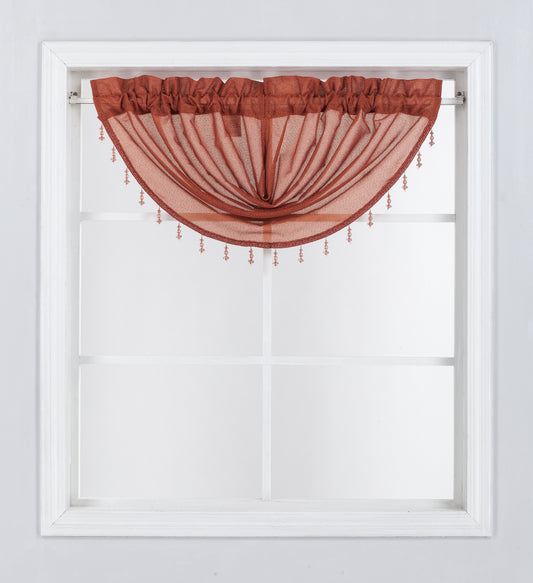 Elle - Lurex Rod Pocket Festoon Valance - Orange