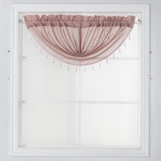 Elle - Lurex Rod Pocket Festoon Valance - Coral