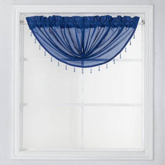 Elle - Lurex Rod Pocket Festoon Valance - Royal