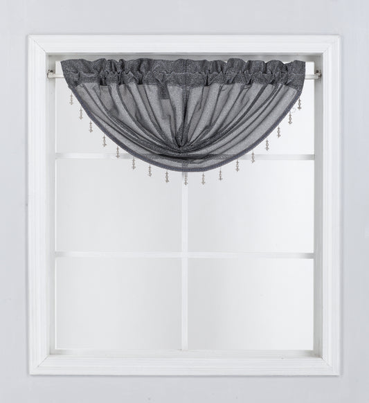 Elle - Lurex Rod Pocket Festoon Valance - Grey