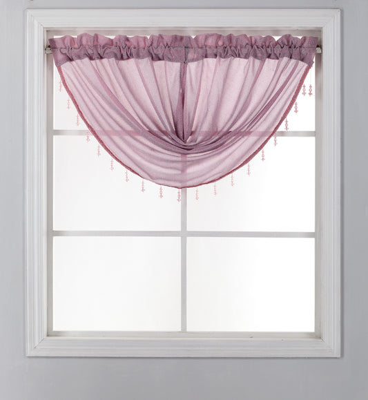 Elle 48x37 Lurex Rod Pocket Festoon Valance - Blush