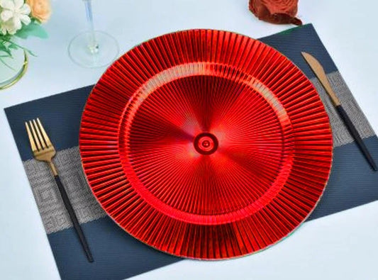 Lined Charger Plate - Red
