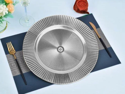 Lined Charger Plate - Silver