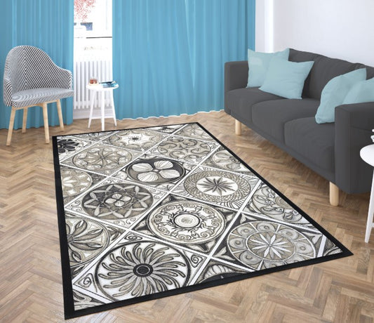 Multi Tile - 3'x5' Printed Area Rug - Grey