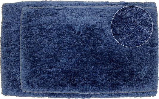 Denali Microfiber 2pc Lurex Bath Mat 17x24 & 20x32- Navy