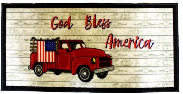 Red Truck Flag - 18"x30" Printed Kitchen Mat