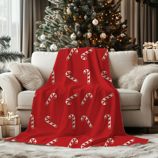 Candy Cane Printed Plush Throw Blanket 50x70