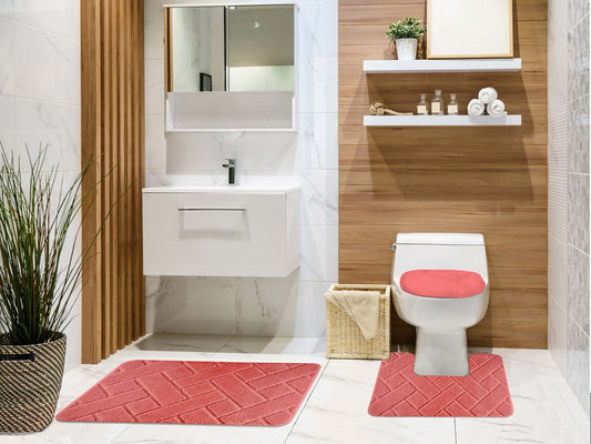 Baxter - 3pc Bath Mat Set - Coral
