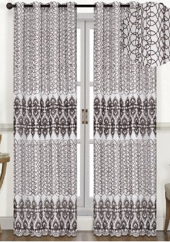 Theodora - 54"x84" Embroidered Grommet Curtain - Chocolate
