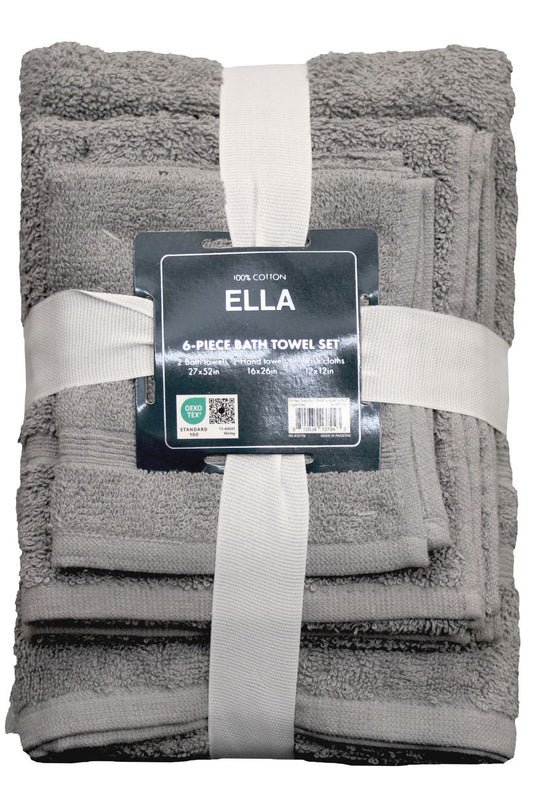 Ella 6pc Towel Set - Light Grey
