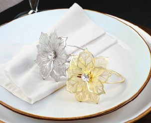 Valen - 4pk Napkin Ring Set- Gold & Silver