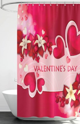 Valentines Hearts - 70"x70" Printed Canvas Shower Curtain