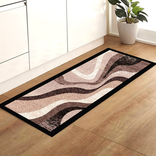 Wave Deco Machine Washable Rug - 2pc Set (20x60 + 20x34) - Latte