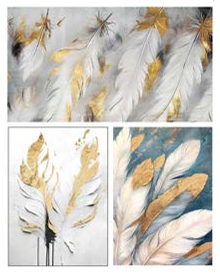 Golden Feathers - 30"x30" Canvas Wall Art