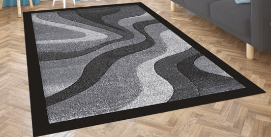 Wave Deco - 6'x9' Printed Area Rug - Grey