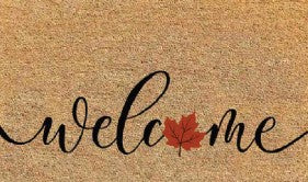 Welcome Fall Leaf - 18"x28" Printed Coir Ma